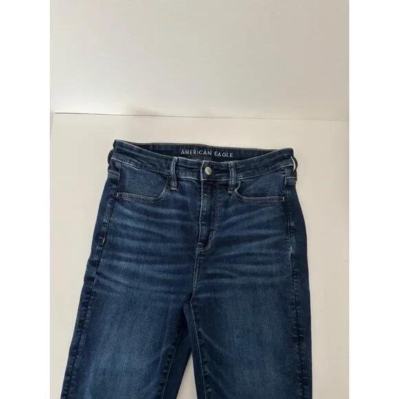 American Eagle Jean 8 High-Waisted Jegging Dark Wash Clean Girl Street Style - Picture 14 of 16